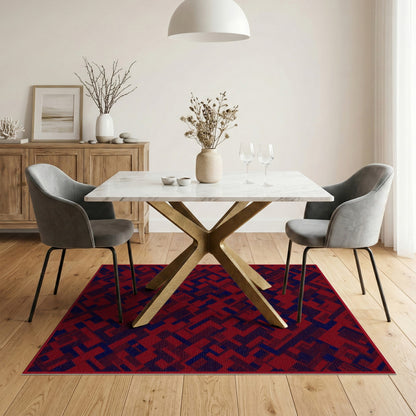 Red Geometric Modern Area Rug