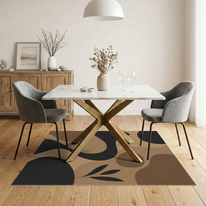 Brown Tan Abstract Organic Area Rug