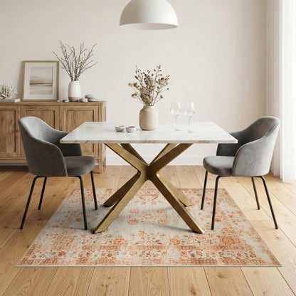 Distressed Floral Vintage Beige Area Rug