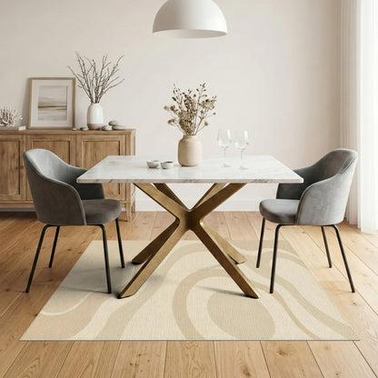 Beige Wavy Abstract Area Rug