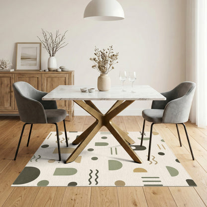 Beige and Neutral Beige Abstract Arch Area Rug