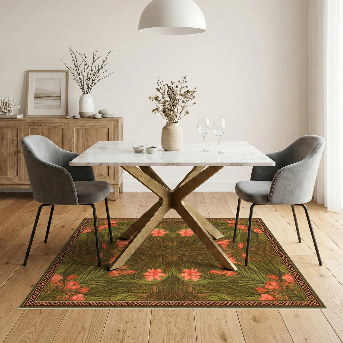 Green Floral Vintage No. 97 Area Rug