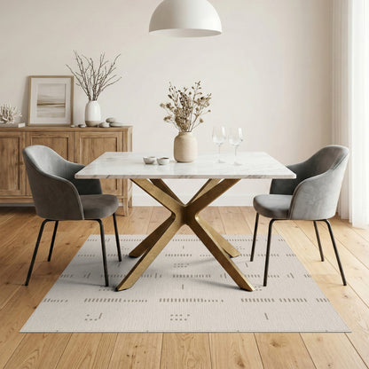Beige Geometric Dot Line Area Rug