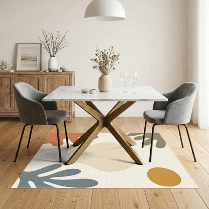 Abstract Beige Organic Shapes Abstract Area Rug