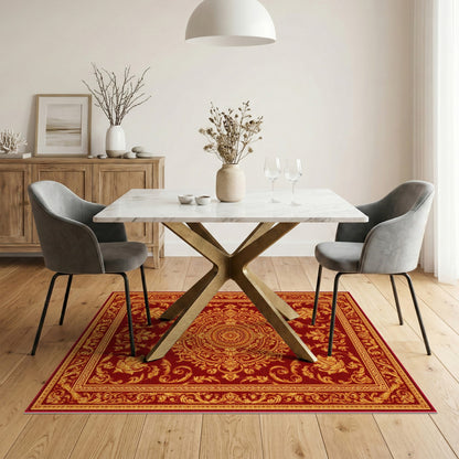 Red Gold Medallion Traditional Persian Area Rug