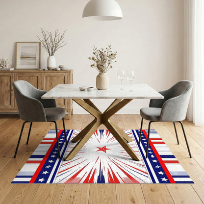 Patriotic Red Starburst Area Rug