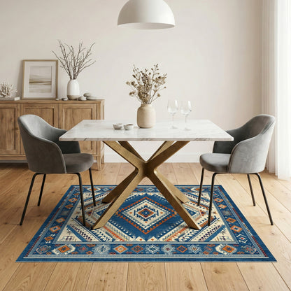 Blue and Teal Heritage Tribal Blue Area Rug