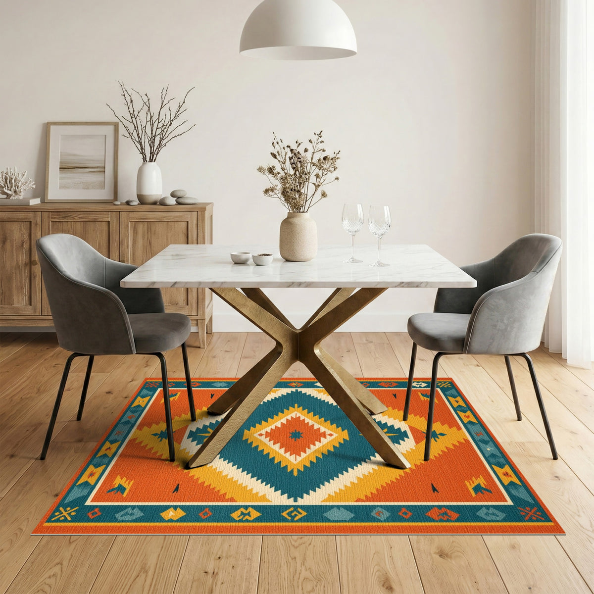Southwestern Orange Geometric No. 10 Area Rug