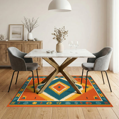 Southwestern Orange Geometric No. 10 Area Rug