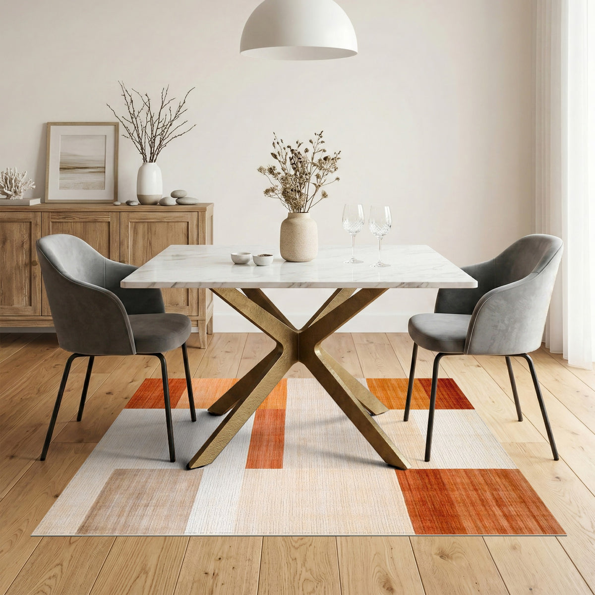 Orange Geometric Area Rug