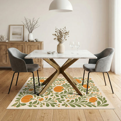Pumpkin Orange Pumpkin Vine Area Rug