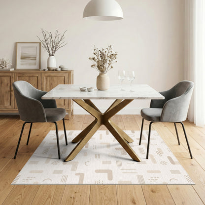 Beige Geometric Modern Area Rug