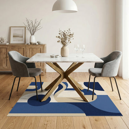 Geometric Modern Blue and Teal Navy Blue Geometric Arch Area Rug