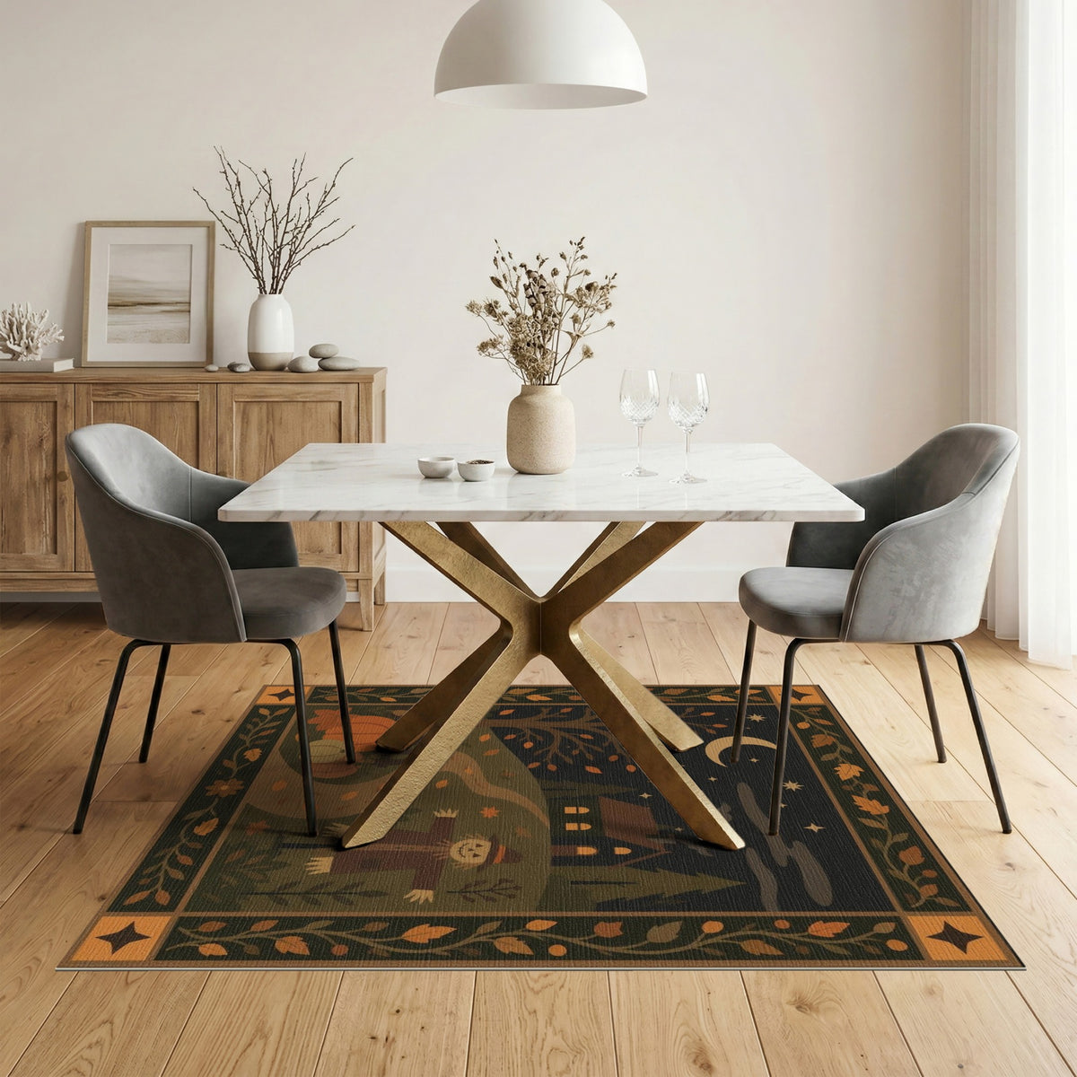 Autumn Scarecrow Washable Area Rug