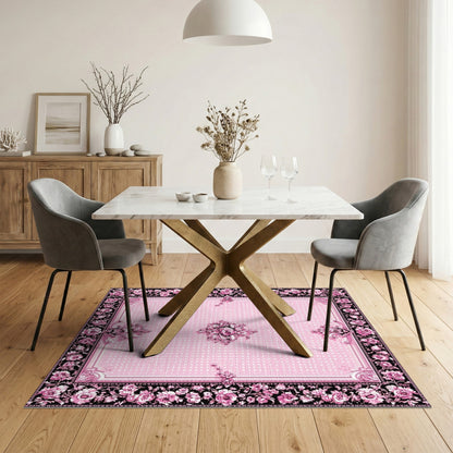 Pink Rose Floral Vintage No. 12 Area Rug