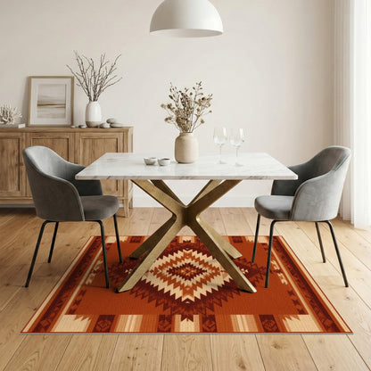 Southwestern Brown Diamond Geometric Area Rug