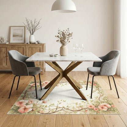 Pink Floral Vintage Washable No. 59 Area Rug