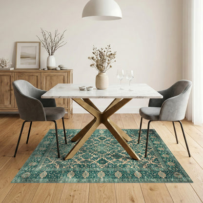 Blue and Teal Traditional Persian Medallion Rug
