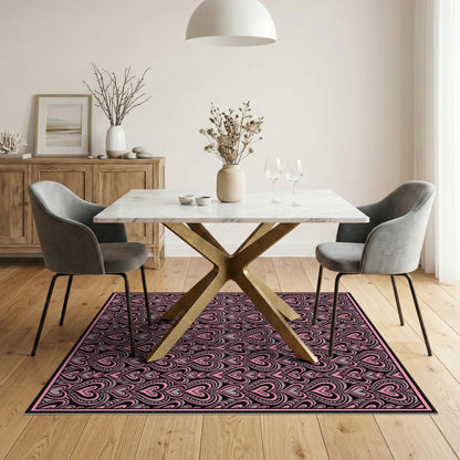 Pink Heart Boho Chic Area Rug