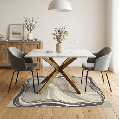 Abstract Area Beige and Neutral Beige Abstract Flow Area Rug