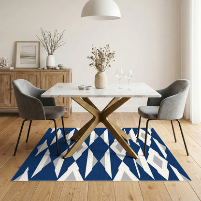 Navy Blue Geometric Diamond Blue and Teal Area Rug