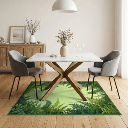 Lush Fern Forest Green Washable Area Rug