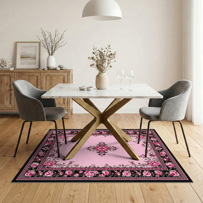 Pink Rose Floral Vintage No. 31 Area Rug