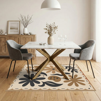 Beige Floral Vintage Area Rug