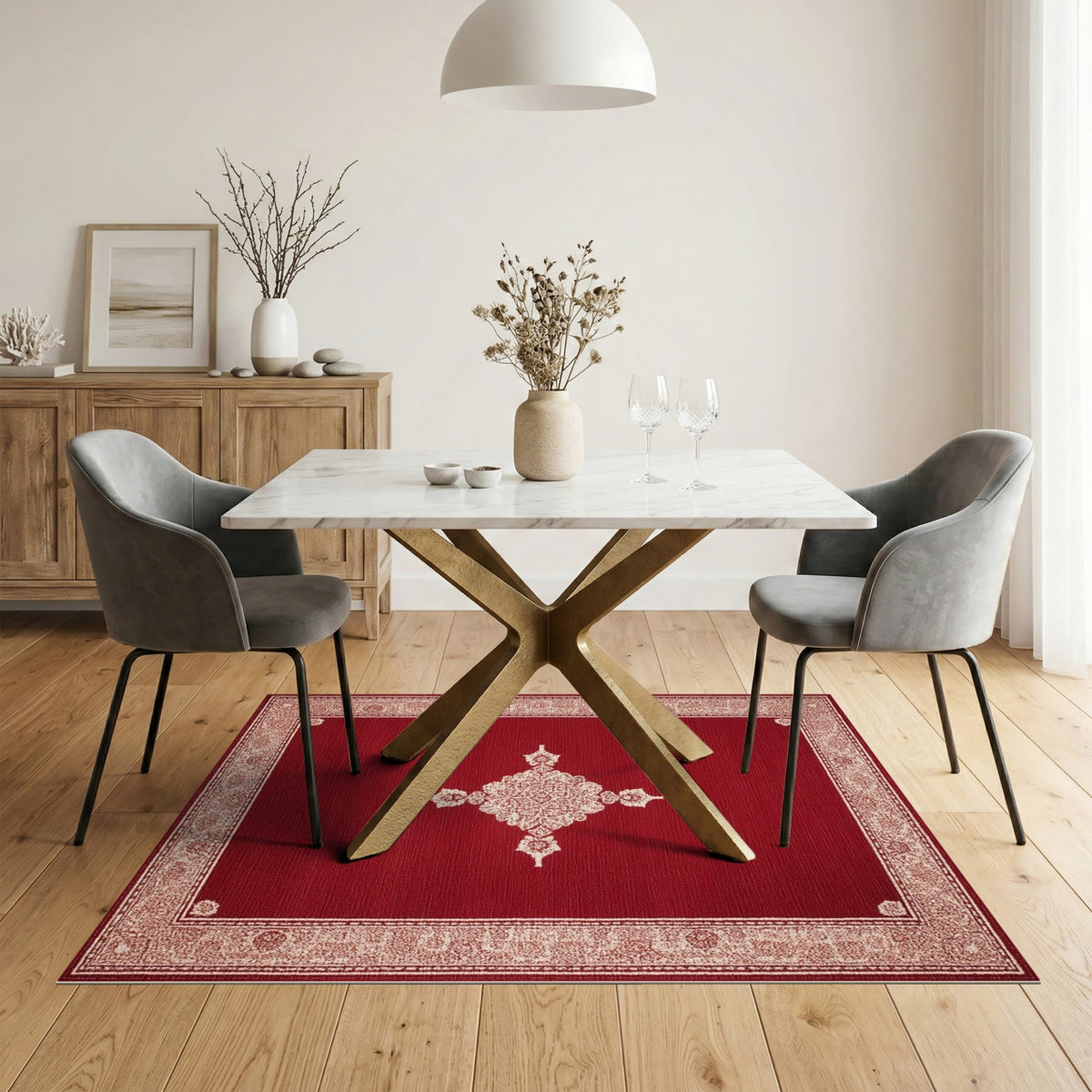 Red Persian Medallion Area Rug