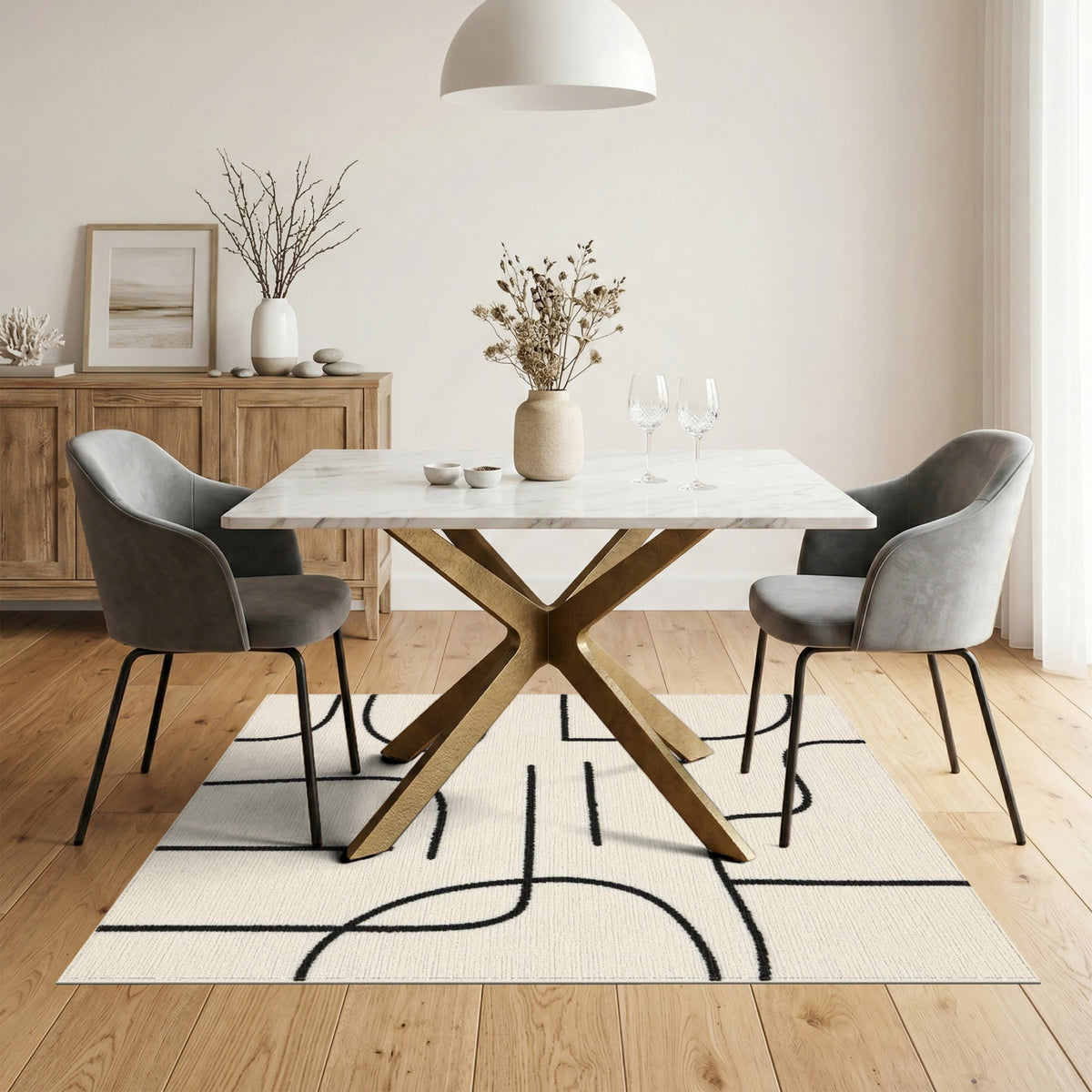 Geometric Modern Black and White Black White Abstract Geometric Area Rug