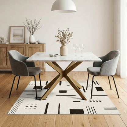 Black White Geometric Abstract Area Rug