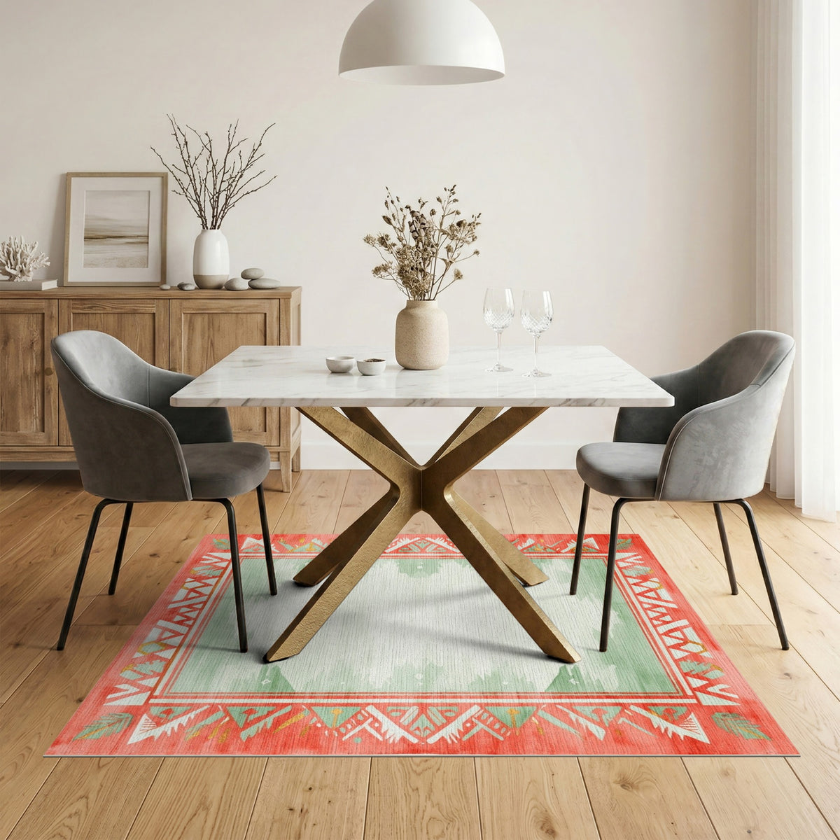 Red Heritage Tribal Area Rug