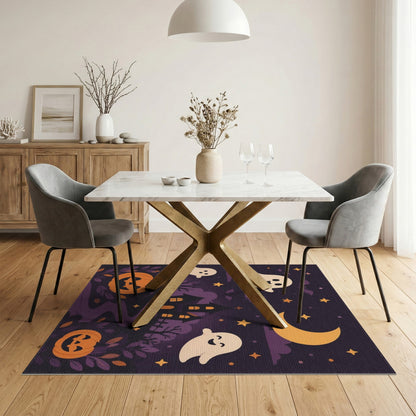 Cute Halloween Ghosts Pumpkins Purple Area Rug