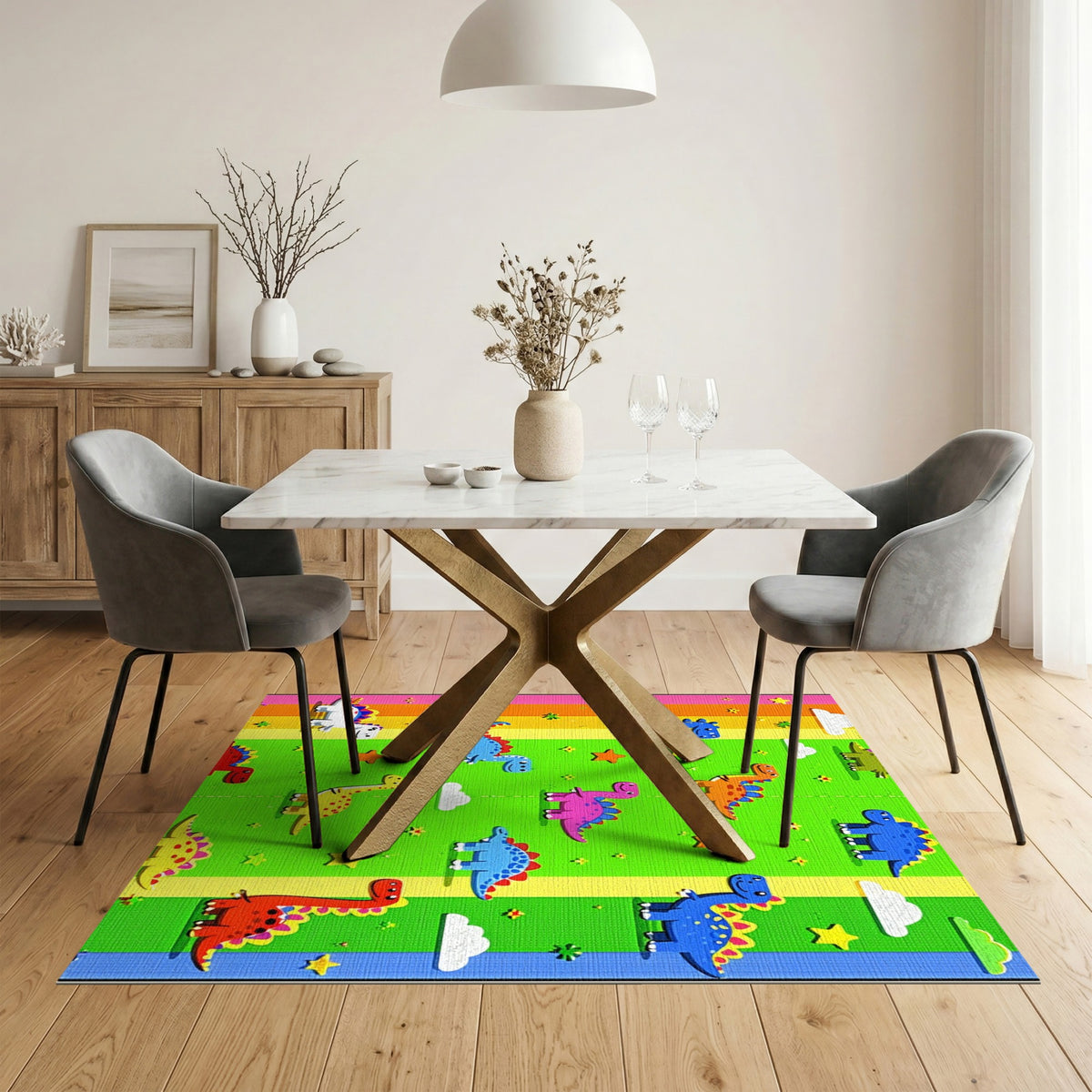Multi-color and Patterns Colorful Dinosaur Kids Area Rug