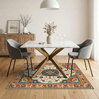 Floral Blue Teal Persian Floral Area Rug