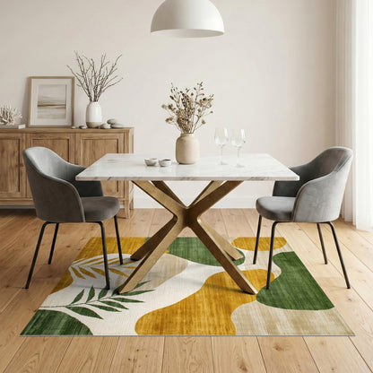 Abstract Green Gold Organic Area Rug