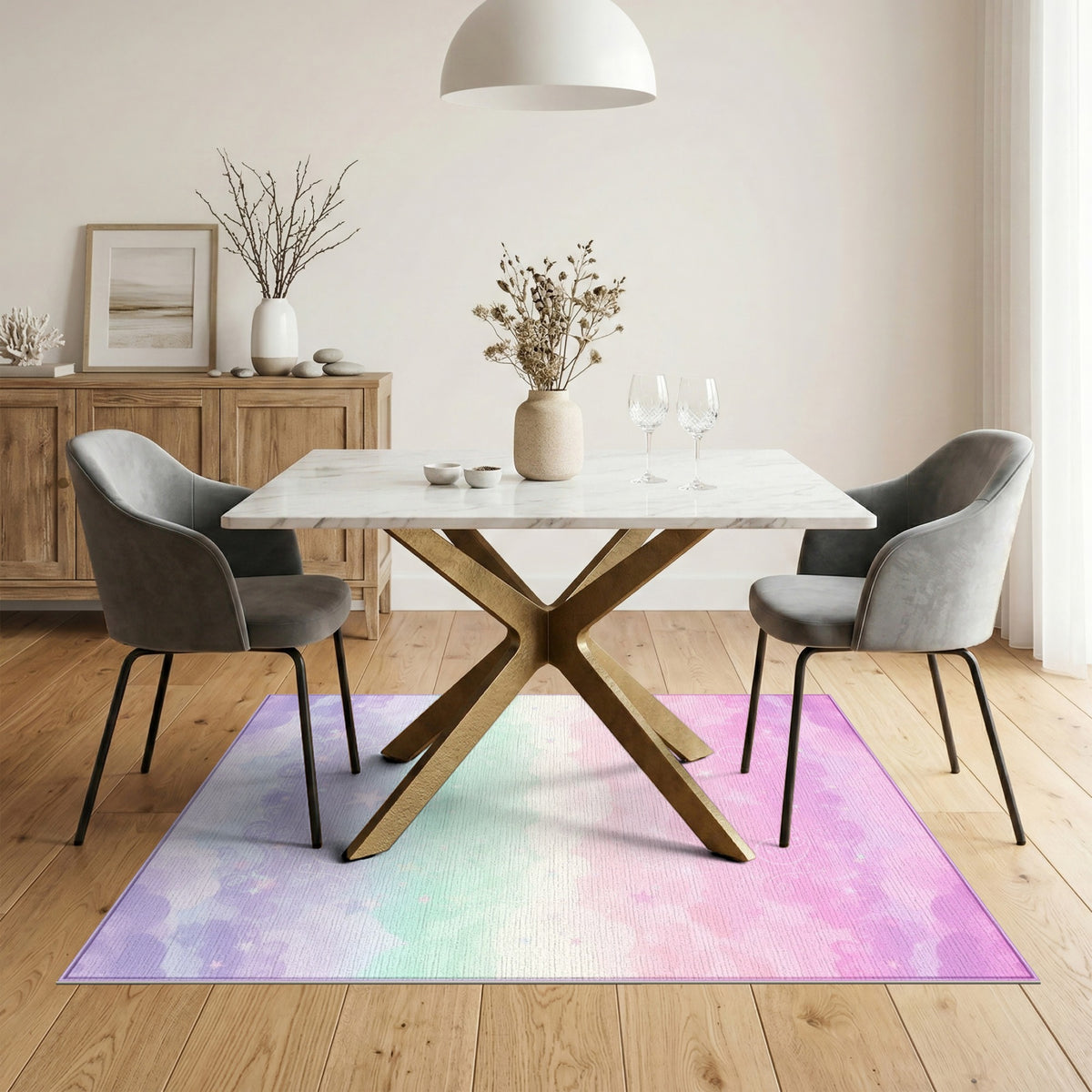 Pastel Starry Cloud Washable Area Rug