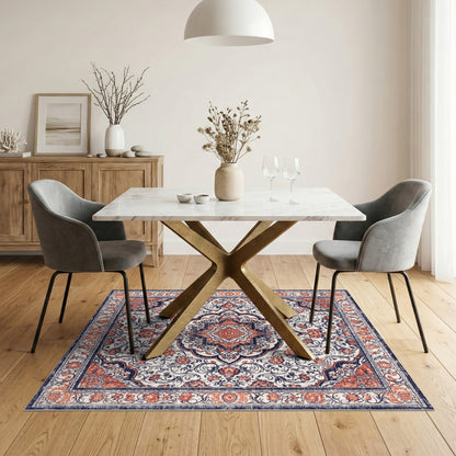 Distressed Persian Floral Medallion Area Rug