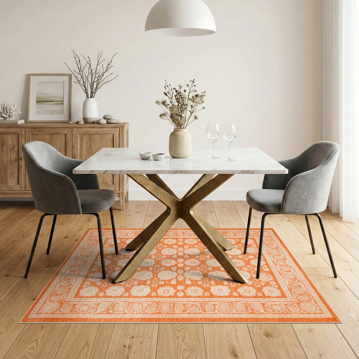 Orange Floral Vintage No. 66 Area Rug
