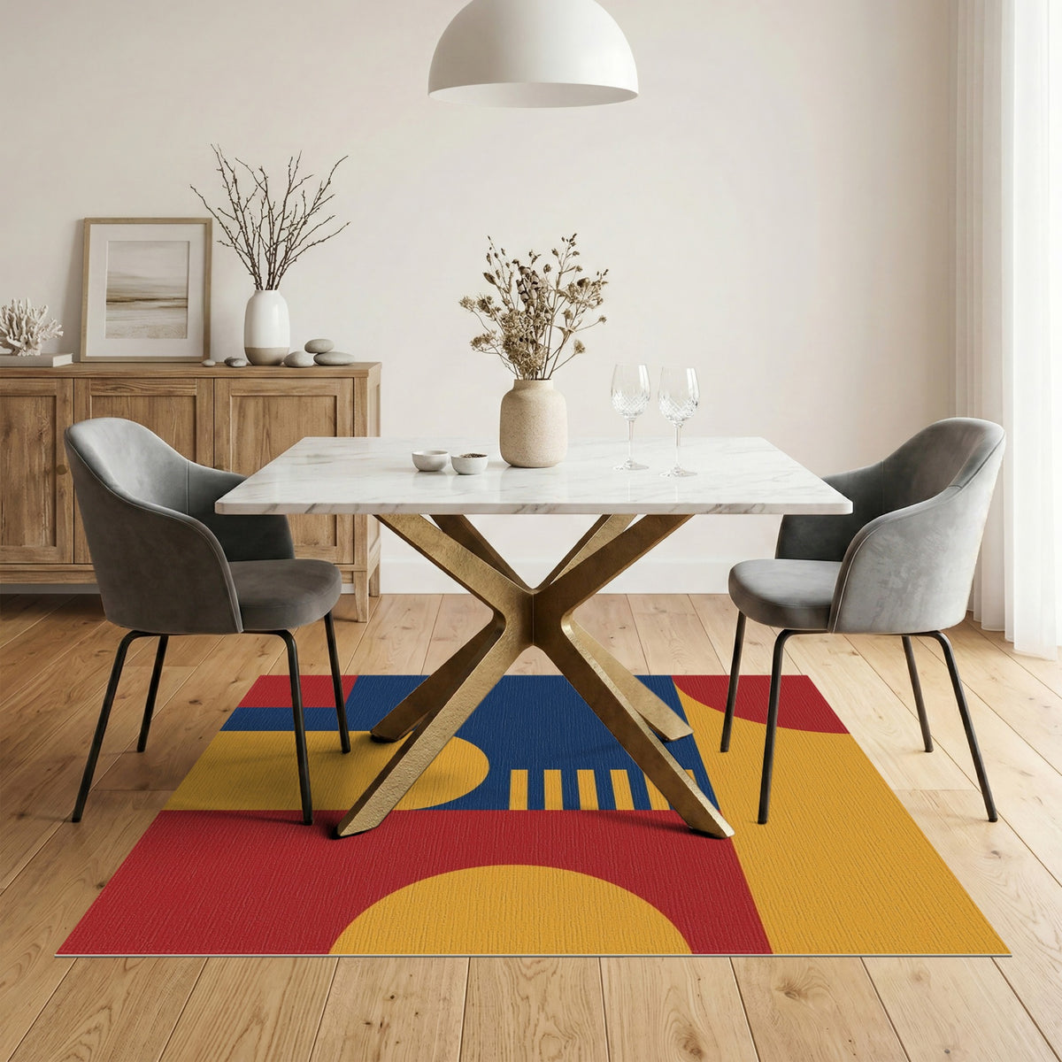 Multi-color and Patterns Bold Geometric Color Block Area Rug