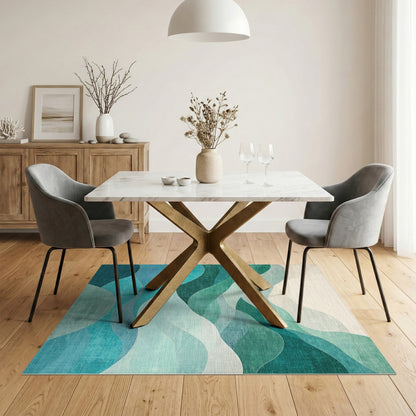 Teal Wave Abstract No. 26 Area Rug