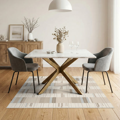 Striped Beige and Neutral Beige Geometric Striped Area Rug