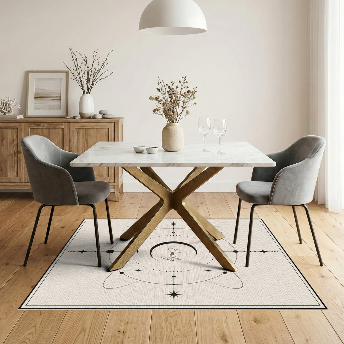 Emily Celestial Moon Geometric Area Rug