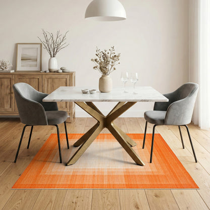 Orange Concentric Square Geometric Area Rug