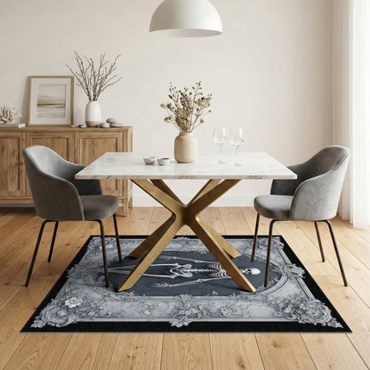 Vintage Skeleton Floral Frame Area Rug