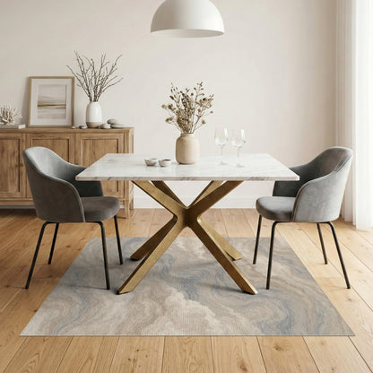 Beige Cloud Swirl Abstract Area Rug