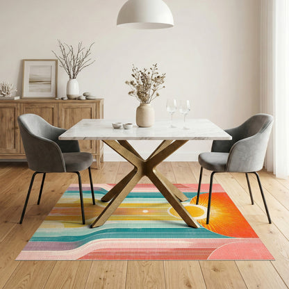Vibrant Retro Sunburst Area Rug