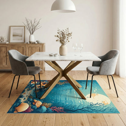 Underwater Octopus Coastal Area Rug