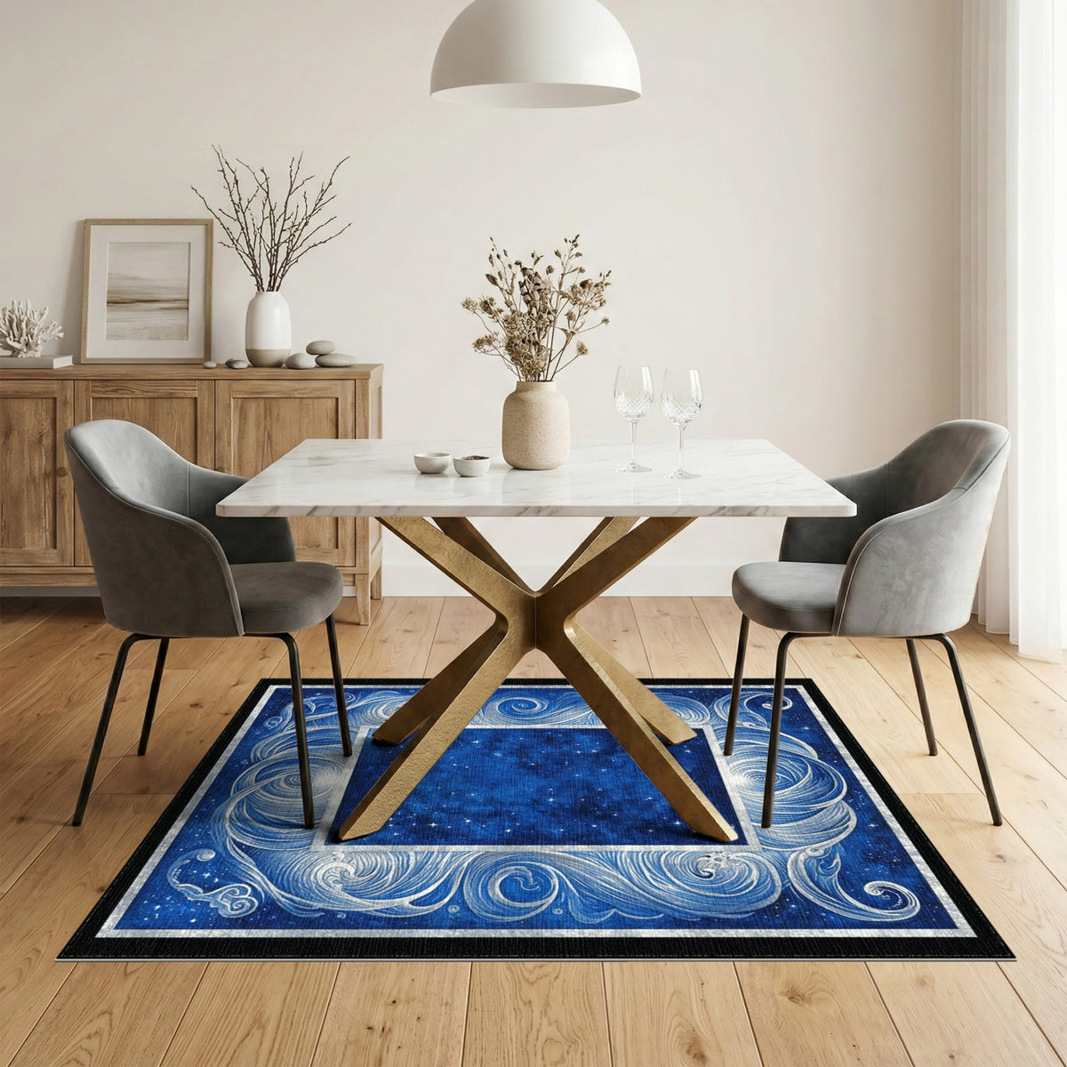 Celestial Swirl Blue Area Rug