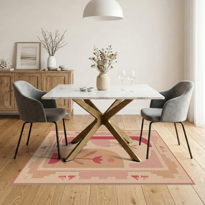 Pink Geometric Floral Geometric Modern Area Rug